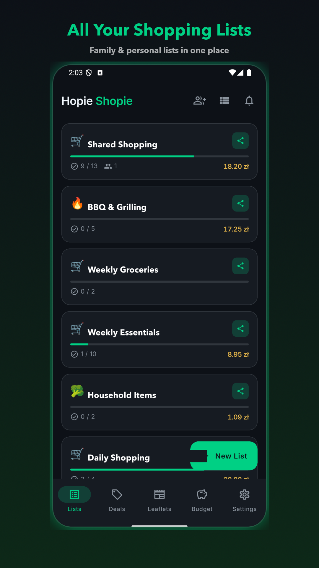 Shopping Lists